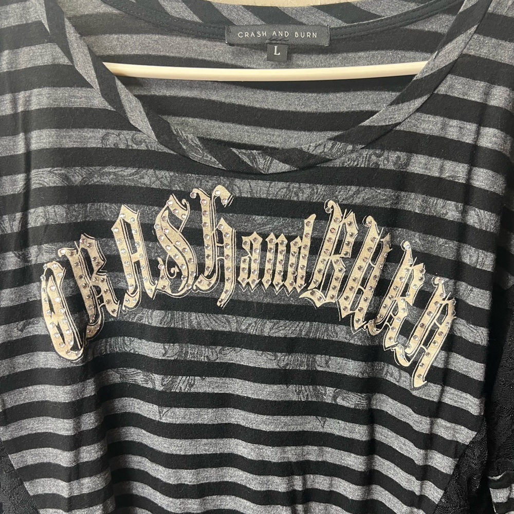Crash & Burn Striped Rhinestone Dolman Top, Large, BUCKLE - Picture 2 of 5
